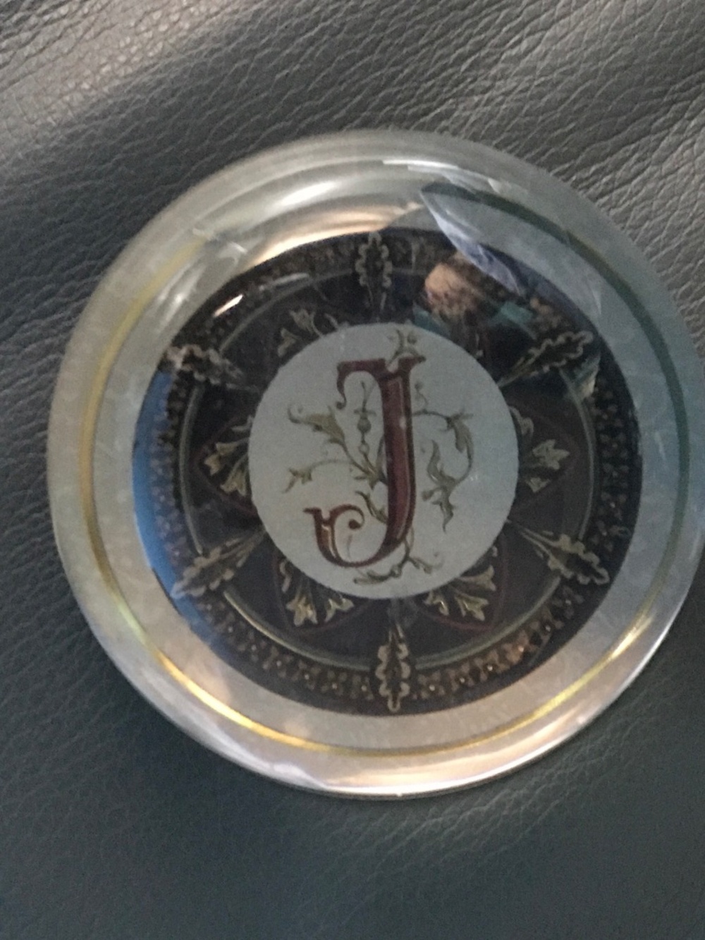 Elegant Vintage-Style Glass Paperweight – Monogram “J”